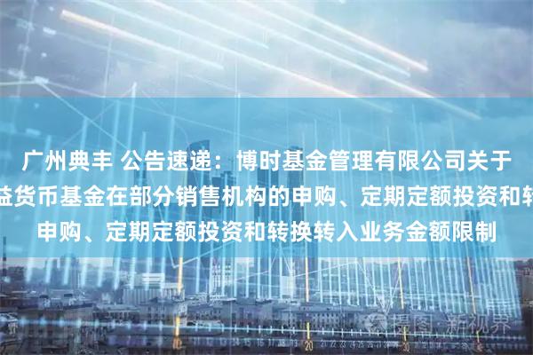 广州典丰 公告速递：博时基金管理有限公司关于调整旗下博时现金收益货币基金在部分销售机构的申购、定期定额投资和转换转入业务金额限制